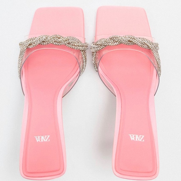 RHINESTONE VINYL HIGH HEEL SANDALS - Picture 6 of 7